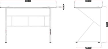 Комп&39ютерний стіл, ігровий стіл, офісний стіл, стіл для ПК - 120 x 60 см - два отвори для прокладання кабелів - ігровий домашній офіс - сталевий каркас, стільниця з вуглецевого волокна - білий, 1.6 White -