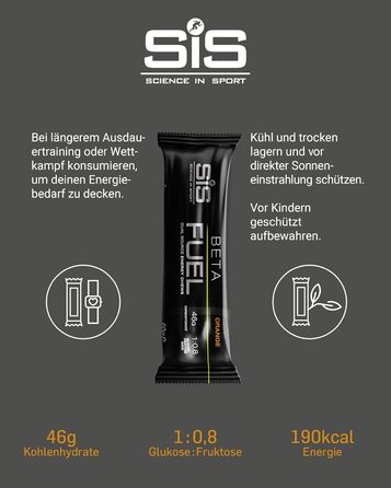 Енергетичні батончики Science in Sport BETA Fuel Bars 20 x 60 г, апельсин - веганські енергетичні батончики з 45 г вуглеводів, смачні вуглеводні батончики як ідеальні постачальники енергії для силових тренувань