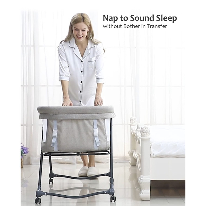 Дитяче ліжечко UBRAVOO, складне, з матрацом та колесами, для новонароджених, ліжечко для подорожей Дитяче ліжко Додаткове ліжко, Bravo Basic, сірий