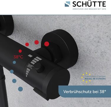 Термостатичний змішувач для душу SCHTTE 52466 LONDON з захистом від опіжків (38C), чорний