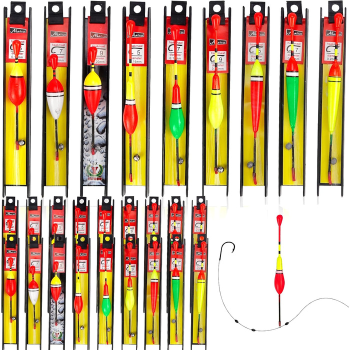 Набір для поплавкової риболовлі 27 шт. Набір для поплавкової риболовлі з грузилом, волосінню та гачками (5, 7, 9) Аксесуари для риболовлі Поплавці для лову грубої риби Форель Судак, ідеально підходить для озера, річкового струмка