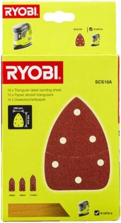 Трикутна шліфувальна машина RYOBI RPS18-0 18V OnePlus без акумулятора та зарядного пристрою 10 шліфувальних листів SCS10A зернисті