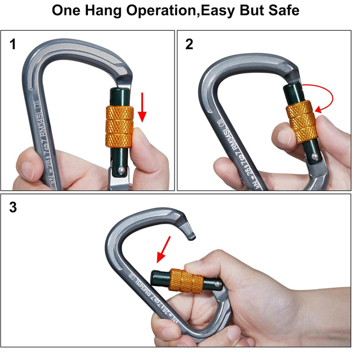 Карабін SOB для альпіністського спорядження, алюмінієвий карабін для гамаків, гойдалок, кемпінгу, риболовлі, спорядження для активного відпочинку 28KN 2PACK 28KN-4PACK