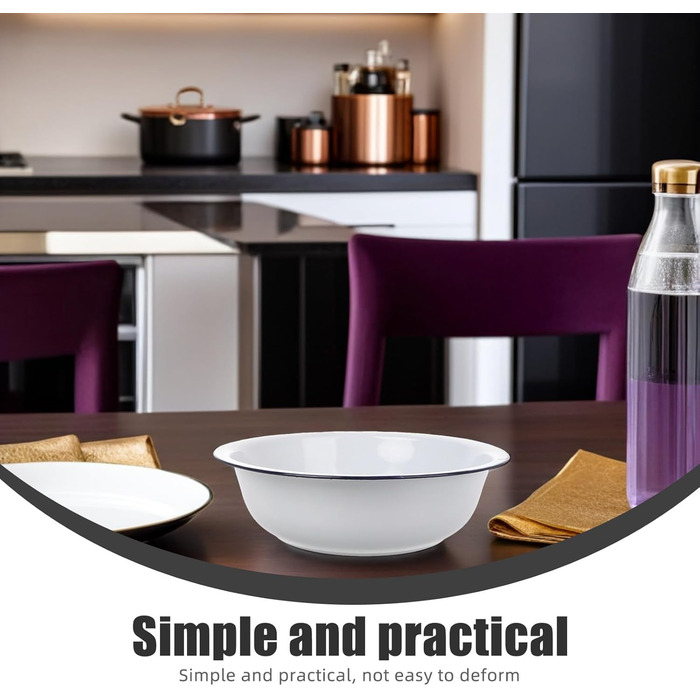 Загальна емальована чаша Біла 32 см потовщена вінтажна емальована чаша Велика побутова чаша для миття, замішування, подачі та приготування салатів