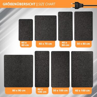 Інфрачервоний нагрівальний килимок для дому та офісу, антрацит 50x100 см, 64 Вт, 230 В