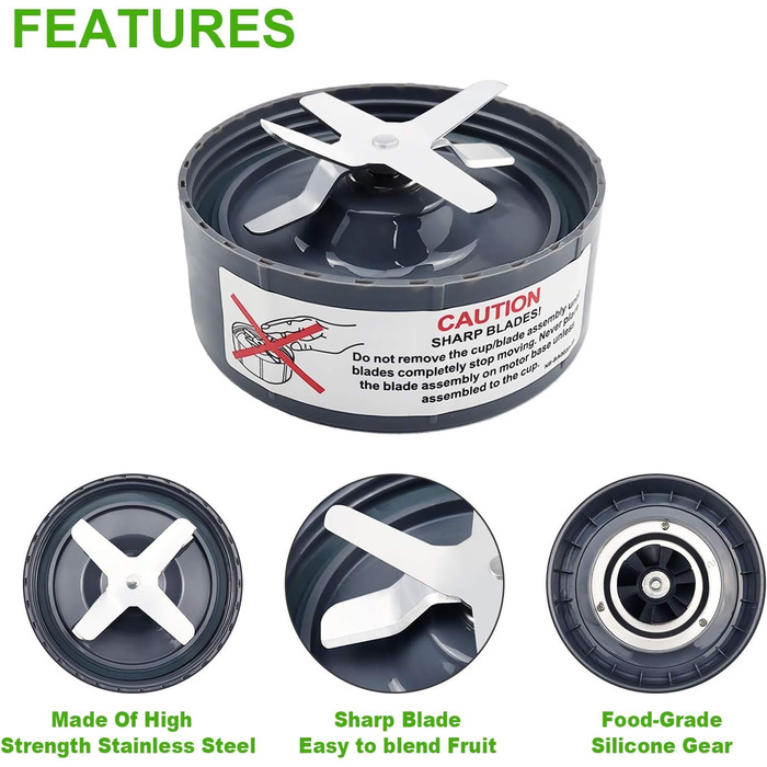 Змінні леза соковижималки, сірі, підходять до оригінальної серії лез NutriBullet 600W/900W Pro Extctor із силіконовим ущільнювальним кільцем для запасних частин леза блендера NutriBullet 900 Вт - сірого