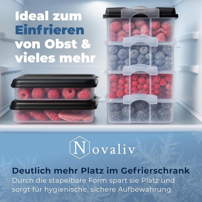 Контейнери для зберігання продуктів Novaliv (6 маленьких 4 великих 4 кришки), штабелюються для холодильника та морозильної камери, набір контейнерів для зберігання, коробка-органайзер, для м&39ясної нарізки, ковбас, сиру, фруктів, овочів, готових страв 31