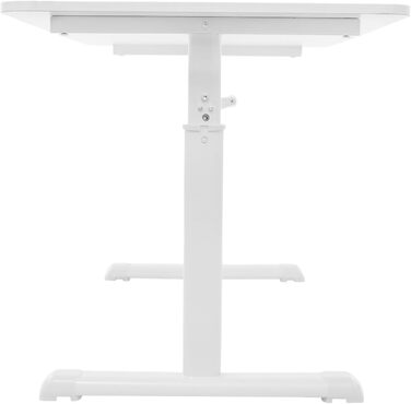 Стіл з регульованою висотою для домашнього офісу, стіл з ручним регулюванням висоти та ручкою, 120x60 см, для сидіння та стояння, вантажопідйомність до 100 кг, білий