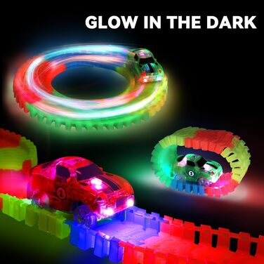 Іграшка Fajiabao Car Racing Track для 3-річних хлопчиків - 240 деталей Гнучка гоночна траса з 2 світловими автомобілями Іграшкова