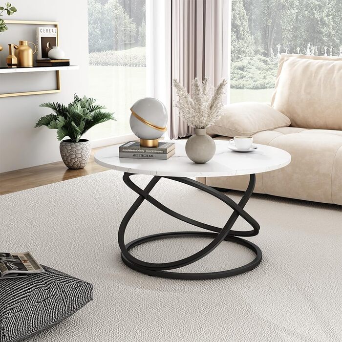 Журнальний столик Vicco Calgary, білий/чорний, 79,5 x 62 см з великою робочою поверхнею