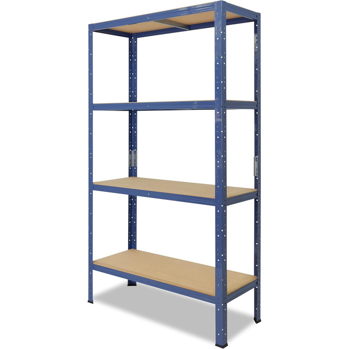 Надміцний стелаж для дому, синій/металевий стелаж з 4 полицями/металевий стелаж для підвалу, гаражний стелаж, стелаж для майстерні або стелаж для зберігання/змішаний металевий стелаж з вантажопідйомністю 175 кг В 180 см / Ш 90 см / Г 50 см, 180x90x50