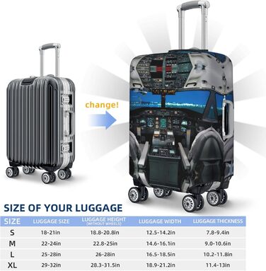 Чохол для валізи Авіаційний кокпіт - захист від пилу та подряпин, еластична обкладинка для подорожей, розмір 90