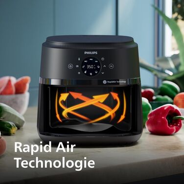 Аерофритюрниця Philips Airfryer серії 2000, чорна, 6.2 л, одна чаша, Gen 2