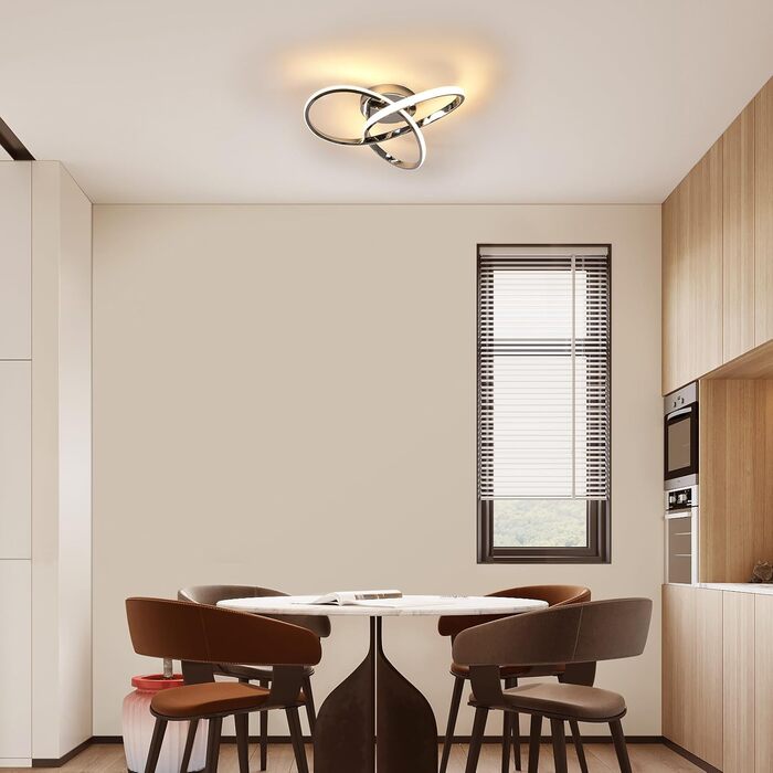 Стеля LED-світильник Comely 36W з пультом керування, сучасний дизайн, хром, 40см, сріблястий диммований (3000K-6500K)