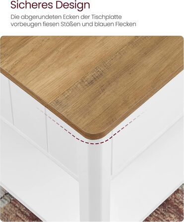 Журнальний столик VASAGLE, стіл для вітальні, диван-столик, 2 великі шухляди, з ніжками, багато місця для зберігання, морський стиль, 80 x 80 x 45 см, для вітальні, горіхово-коричневий-білий LCT207T14