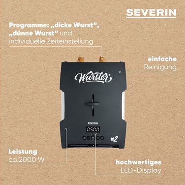 Ідеально підрум'янюються ковбаски одним натисканням кнопки всього за 5 хвилин, без додавання стороннього жиру, в т.ч. дерев'яні щипці, чорні, нержавіюча сталь/пластик, WT 5005 Знімна подушечка для ковбаси