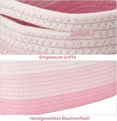 Кошики для зберігання речей MANGATA з бавовняної мотузки, невеликий плетений бавовняний кошик для зберігання речей у ванній кімнаті, дитяча кімната, без запаху, повністю натуральний та зручний для дітей, набір з 5 шт. , фламінго (приблизно 36 л)