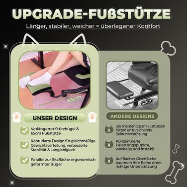 Миле ігрове крісло з оксамитовою тканиною, ергономічне офісне крісло, ігрове крісло з котячими вушками, піною з ефектом пам&39яті та підставкою для ніг, 150 кг, зелена тканина