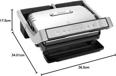 Контактний гриль Tefal OptiGrill Deluxe, 6 програм, індикація рівня приготування, 5 рівнів температури, знімні пластини, електрогриль, нержавіюча сталь, GC707D16