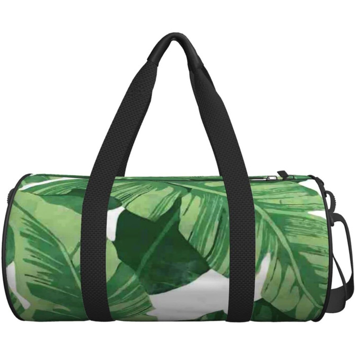 Дорожня сумка з дизайном черепа, кругла, великої місткості, легка та міцна, чудовий подарунок для походів, відпустки, ділових поїздок та іншого. Стильні зелені пальмові листки. Універсальний розмір.