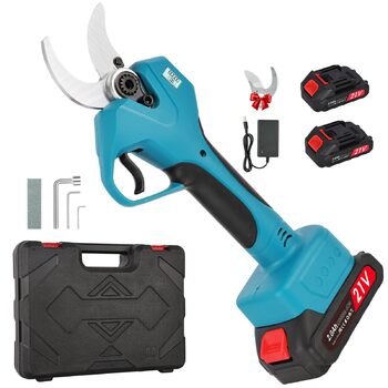 Акумуляторні садові ножиці 40 мм Акумуляторні садові ножиці з дисплеєм, 2000 мАг x2, для садівництва, винограду, фруктових дерев, живоплотів та дерев, сині 40 мм Дисплей