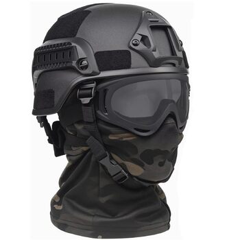 Тактичний страйкбольний шолом WLXW Mich з еластичною сітчастою балаклавою та окулярами проти запотівання, повний захист обличчя для полювання, косплею, ігор CS, чорний