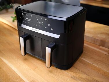 Двокамерна фритюрниця Tefal EY9018 Dual Easy Fry Ємність 5,2/3,1 л дві незалежні шухляди 7 автоматичних програм енергозберігаючі Чорний