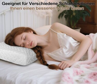 Подушка з піни з ефектом пам&39яті - ортопедична подушка для підтримки шиї. Матеріал високої щільності краще знімає тиск на шию. Ергономічна подушка зі знімним чохлом, який можна прати. Біло-сірий колір.