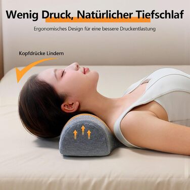 Ортопедична подушка для шиї, подушка з піни з ефектом пам&39яті, ергономічна подушка для підтримки шиї з масажними точками та посиленою бічною підтримкою, для сну на боці, спині та животі, сіра
