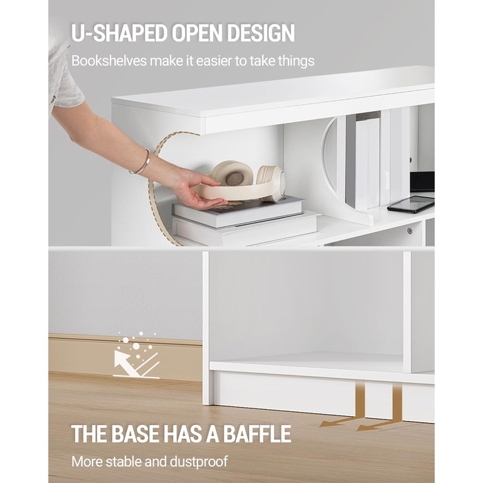 Книжкова полиця Hzuaneri, 8-полицьова книжкова шафа, полиця для зберігання, офісна полиця, окремостояча полиця для спальні, вітальні, кабінету та офісу 30 x 100 x 100 см, біла BC33203X