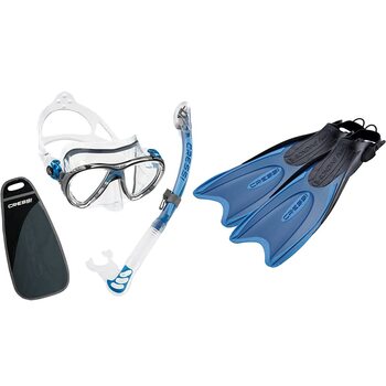 Набір для підводного плавання Cressi Big Eyes Evo Alpha Ultra Dry з трубкою та маскою для дайвінгу Palau - ласти преміум-класу унісекс для підводного плавання, синій/світло-блакитний, S/M (38/41)
