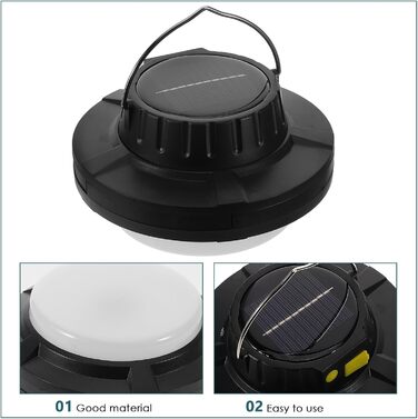 Сонячний кемпінговий ліхтар Hemobllo з регульованим портативним ліхтарем для кемпінгу, кемпінгу та намету, акумуляторний, USB-кабель, аварійне освітлення