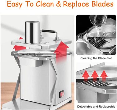 Комерційний овочерізка GEJLELDS з сітчастими ножами 6/8/10/12/15 мм, міцна нержавіюча сталь, електрична машина для кубиків фруктів потужністю 200 Вт для картоплі, моркви, кубиків