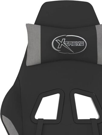 Ігрове крісло з масажем та підставкою для ніг, чорна та світло-сіра тканина, модель ігрового крісла 345481