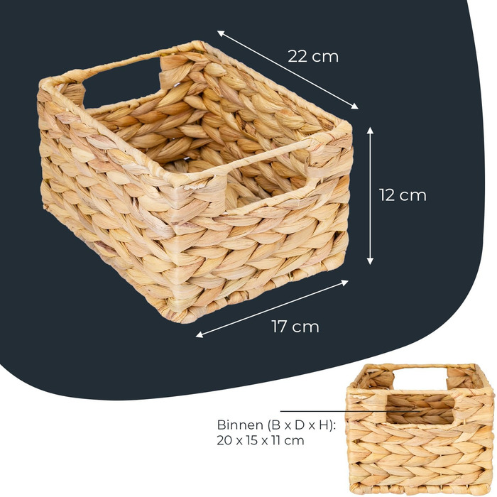 Кошик для зберігання HMF, сплетений з водяного гіацинта та морської трави Набір з 2 шт. Розмір S 22 x 17 x 12 см 2 шт. и
