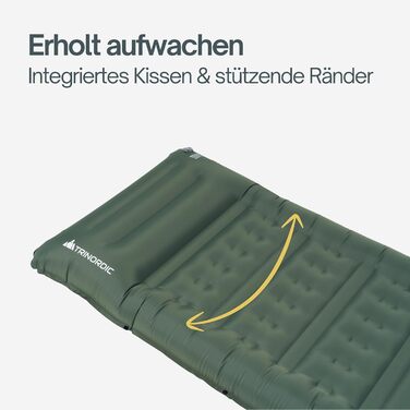 Надзвичайно товстий надувний килимок для сну - товщиною 12 см та шириною 70 см з ножним насосом та подушкою - Надувний матрац для кемпінгу з невеликим розміром упаковки для активного відпочинку, походів та велопрогулянок