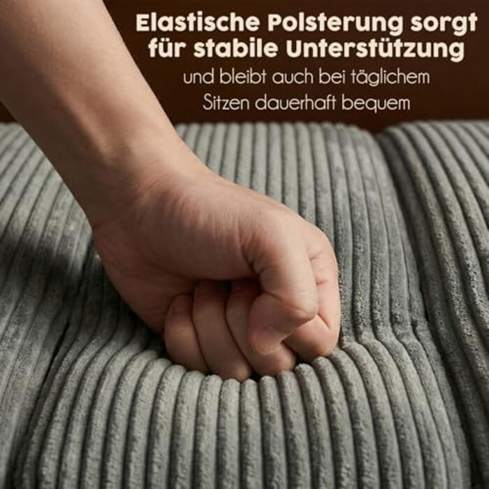 Місний вельветовий диван RUMMY, м&39який безкаркасний диван з піною з ефектом пам&39яті високої щільності, зручний диван для вітальні та спальні, сірий, 2-