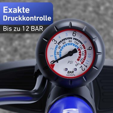 Велосипедний насос BYKLISTA для всіх типів вентилів Великий манометр 12 бар додатковий адаптер для вентиля Підлоговий насос для велосипедів Преміальний підлоговий насос для велосипедів