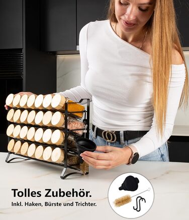 Підставка для спецій Deco haus, настінна та настінна З 28 БАНКАМИ ДЛЯ СПЕЦІЙ ТА ЕТИКЕТКАМИ - Органайзер для спецій - Органайзер для підставки для спецій - Підставка для спецій, підвісні підставки для спецій - Шафа для підставки для спецій, чорне сховище д