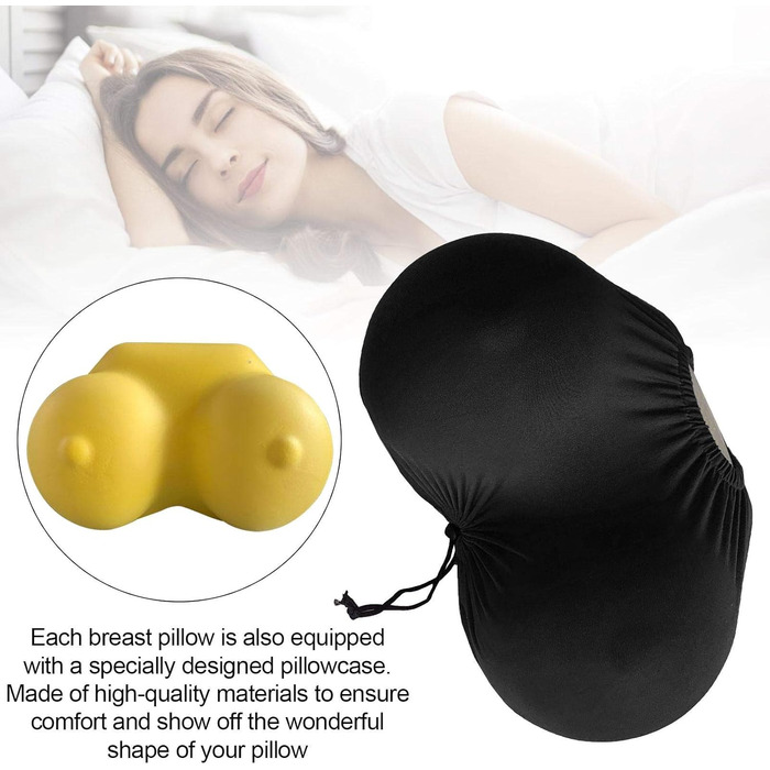 Жіноча подушка для грудей, штучна подушка для грудей, плюшева подушка для пар та подарунків на день народження, м&39яка подушка для сну з піни з ефектом пам&39яті 29 x 20 x 14 см, чорна