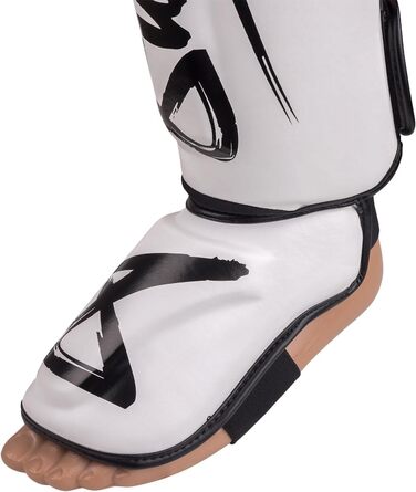 ВИДОВІВ ЗБРОЇ Щитки для гомілок Unlimited 2.0, біло-чорні, для тренувань та змагань, високоякісна синтетична шкіра та ідеальна амортизація, муай-тай, K1, MMA, карате та кікбоксинг, 8