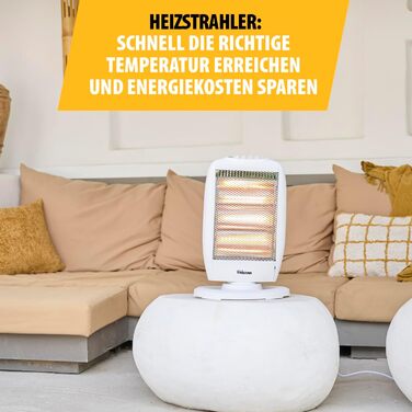 Інфрачервоний обігрівач Tristar KA-5129 галогенний 3 режими потужності коливальний макс. 1200 Вт, білий