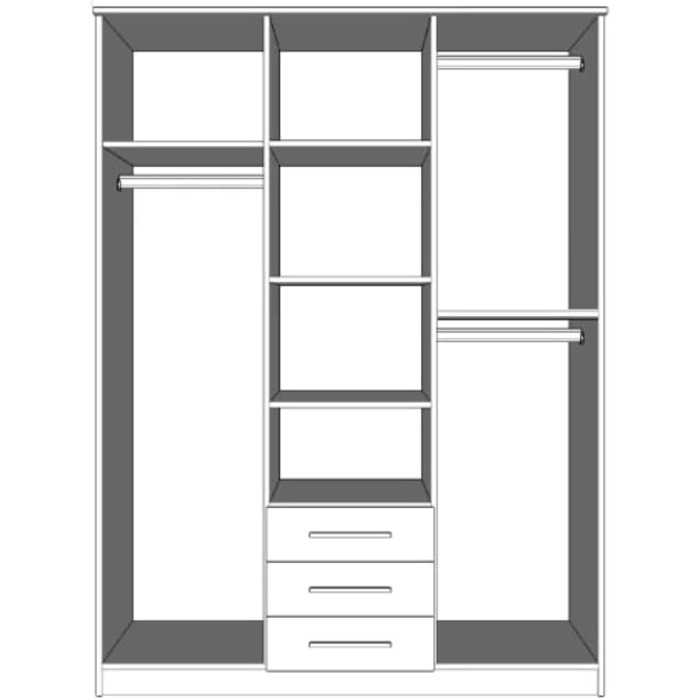 Шафа з дзеркалом, 2 двері, 3 шухляди - Шафа з орними дверима - Шафа для спальні - 64 x 150 x 210 см - Шафа для вітальні - Вішалка для одягу, Шафа Sonoma 3D Sonoma/Sonoma