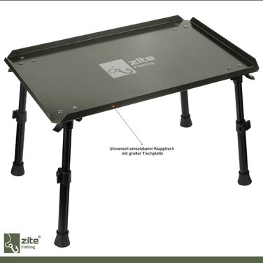 Рибальський наметовий стіл Zite - Наметовий стіл з сумкою для перенесення для коропових рибалок, кемпінгу тощо - Складаний та регульований по висоті стіл для бойлів - Складаний рибальський стіл