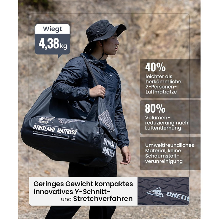 Самонадувальний надувний матрац з високим значенням R, надувне ліжко для 2 осіб, надувний матрац для гостей з мішком-насосом, для кемпінгу, подорожей та використання на свіжому повітрі (132 201 см)