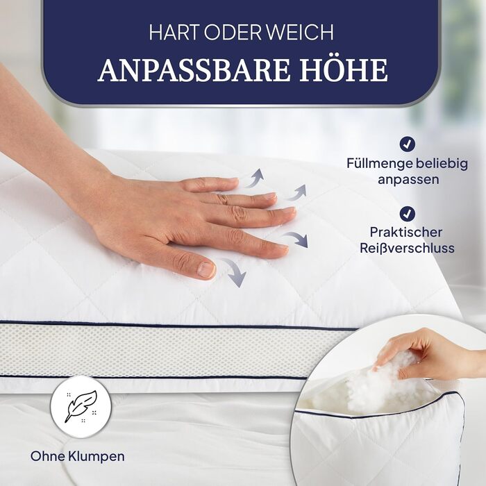 Високоякісні подушки Gentle North 40x80 см готельної якості - Комплект із 2 пухнастих, добре наповнених подушок для сну, підходять для алергіків (сертифіковані за стандартом Oeko-Tex Standard 100) - Можна прати при 60C 2 рази 40x80