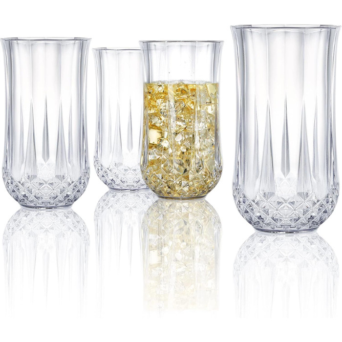 Пластикових склянок хайбол, 10 унцій / 280 мл небитка акрилова чашка для пиття прозора старомодна тумблер для води, для коктейлів