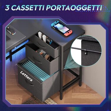 Г-подібний кутовий письмовий стіл DEVAISE 12380 см з 3 шухлядами, стіл з USB-портом та підставкою для монітора, комп&39ютерний стіл із місцем для зберігання для домашнього офісу, чорний.