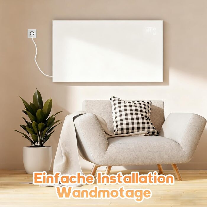 Інфрачервоний настінний обігрівач, 450 Вт - термостат, електричний інфрачервоний обігрівач, окремостоячий блок з пультом дистанційного керування, енергозберігаючий електричний обігрівач з електричним радіатором, настінний, додаток, WiFi, 450 ВтAPP