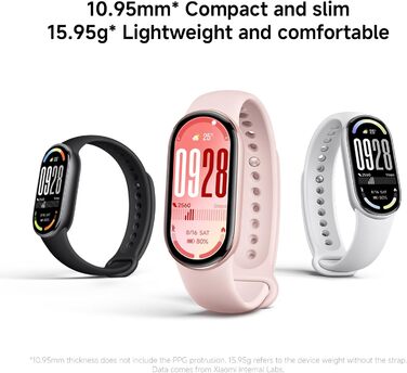 Фітнес-трекер Xiaomi Smart Band 10, смарт-годинник, 1,72-дюймовий AMOLED-дисплей, 21-денний час роботи від батареї, водонепроникність 5 атм, відстеження серцевого ритму та сну, понад 150 спортивних режимів, швидке зняття, чорний, сучасний